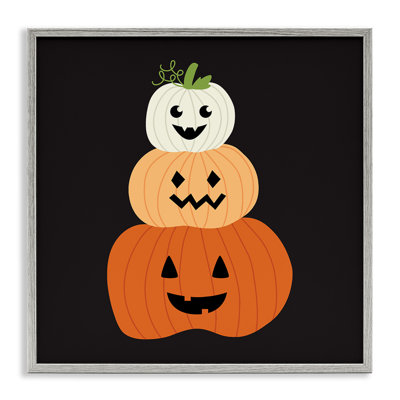 Happy Jack-o-Lanterns sur giclée encadrée noire, design par Sazerelli Designs