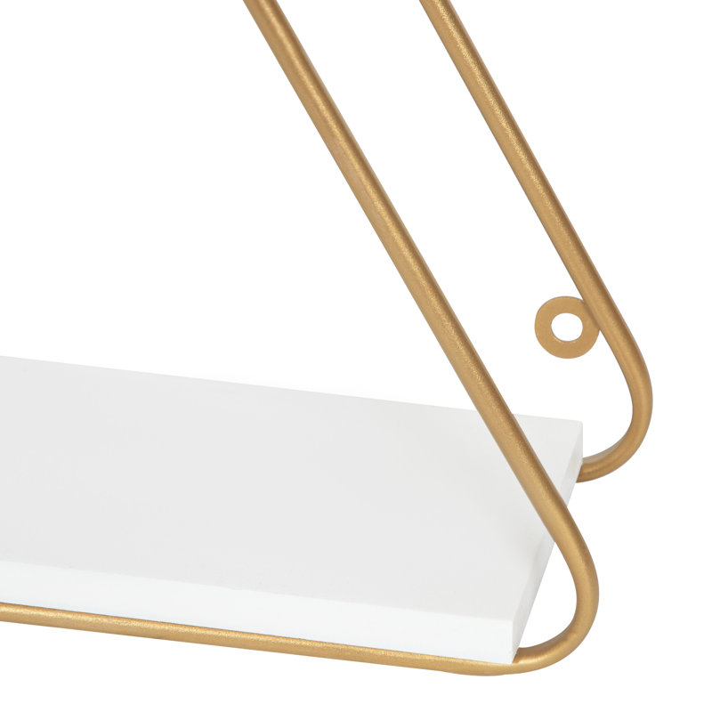 2 Piece Triangle Accent Shelf, White/Gold