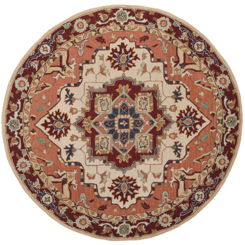 Hollander Oriental Hand-Hooked Wool Area Rug, Round 8'