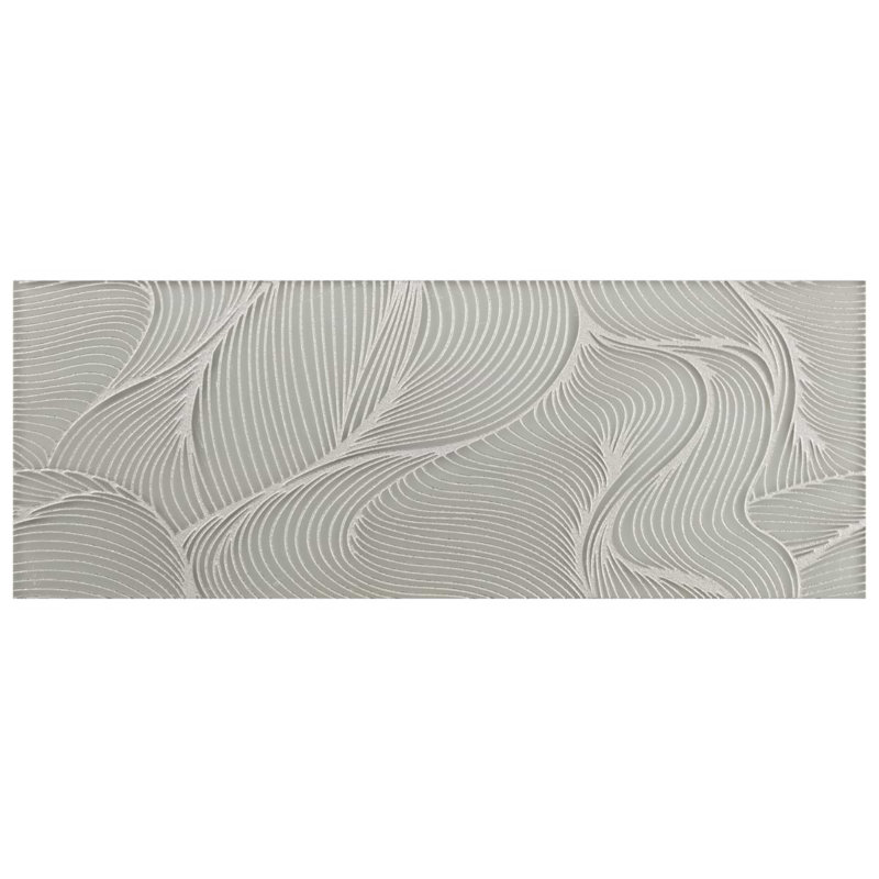 Sonya Waves 6x16 Frosted Glass Tile, Sterling Gray