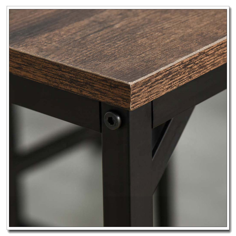 5-Piece Industrial Dining Table Set Bar Table & 4 Stools Set Space Saving for Pub & Kitchen