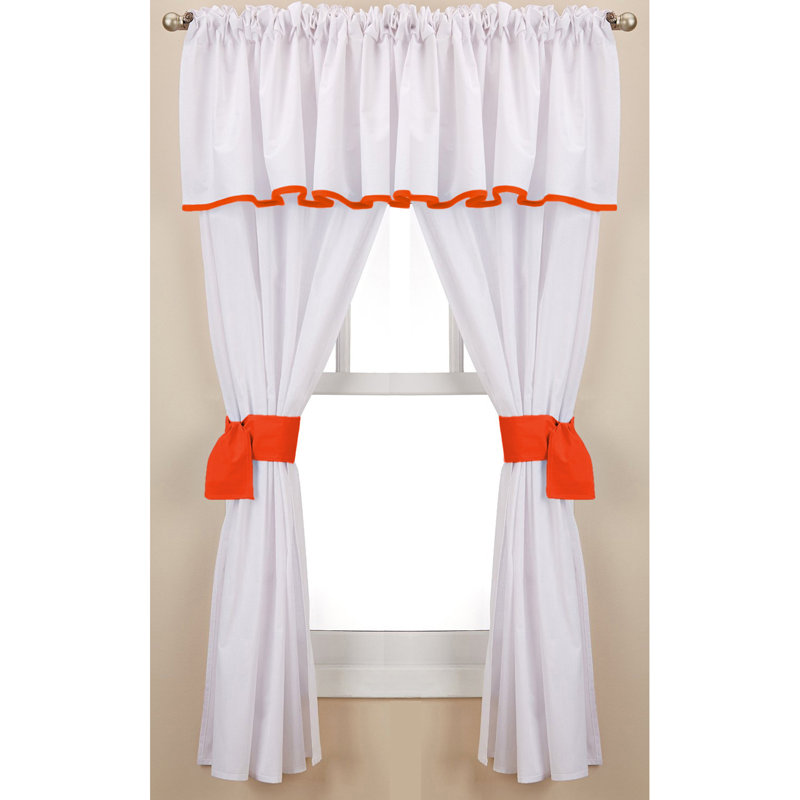 Vilray Cotton Blend Sheer Curtain Pair, White/Orange