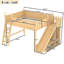 Grand lit mezzanine avec tablettes de rangement et garde-robe, lits mezzanine en bois massif avec glissières et échelles amovibles, aucune boîte à ressorts nécessaire (protection par brevet)-2067236609