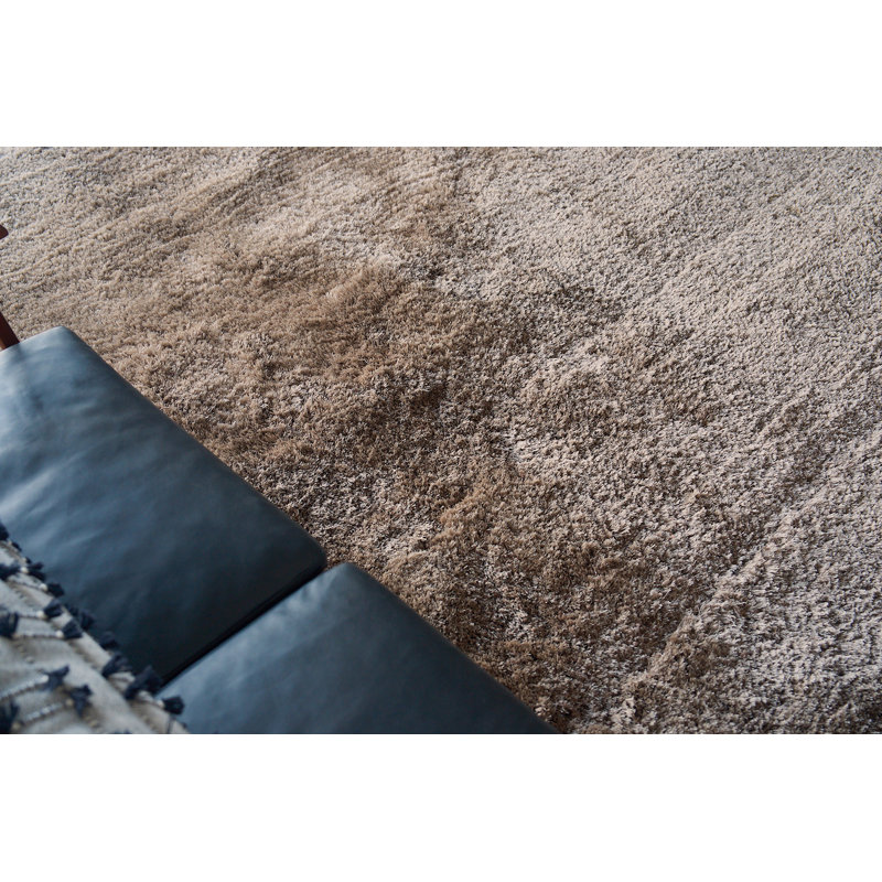 Sumo Rectangle Hand Loomed Polyester/Microfiber Area Rug in Taupe, Rectangle 9' x 12'