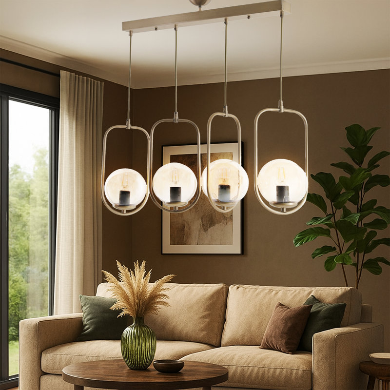 Luminaire suspendu pour îlot de cuisine à hauteur réglable 4 lumières