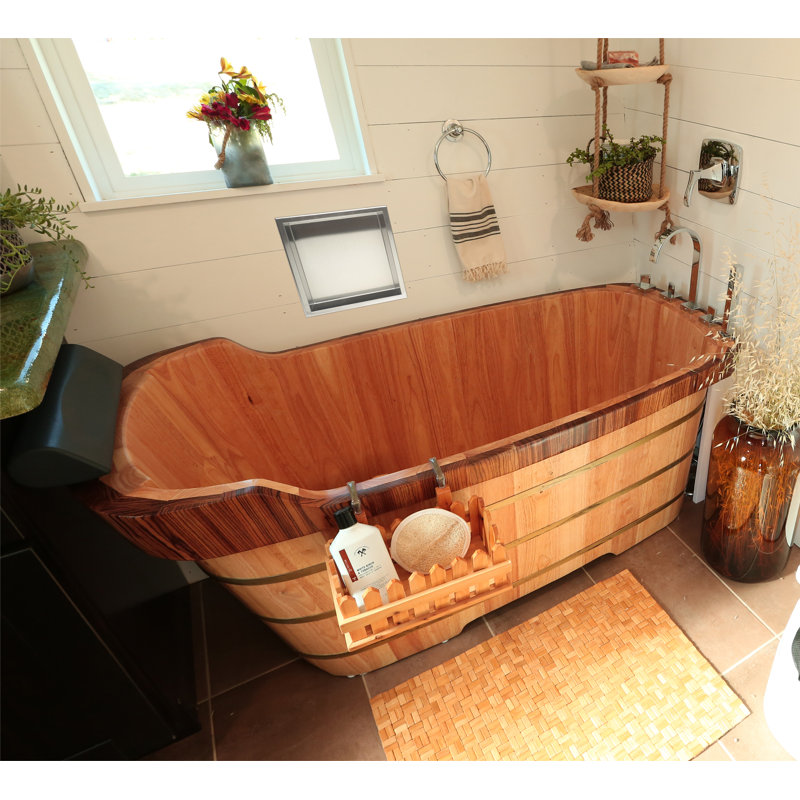 59 " L x 26.75 " W Freestanding Soaking Bathtub with Faucet