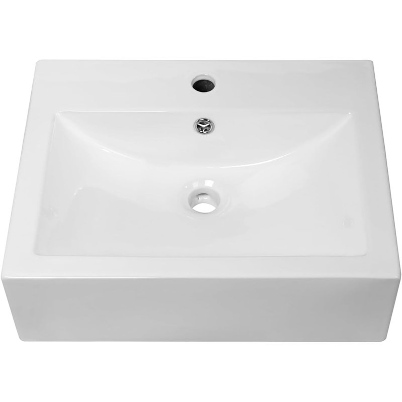 Classic White Ceramic Wall Mount Bathroom Sink With Floating Design And Easy Maintenance