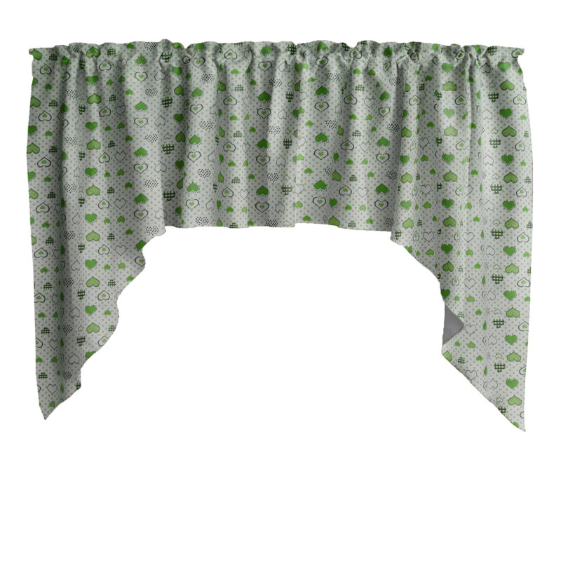 Cantonnière à motif de coeurs et pois, Vert