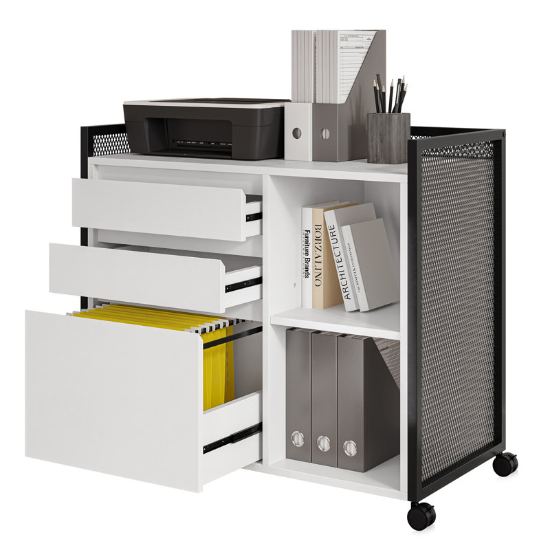 Chrispin 31.5'' Wide 3 -Drawer Mobile File Cabinet, White