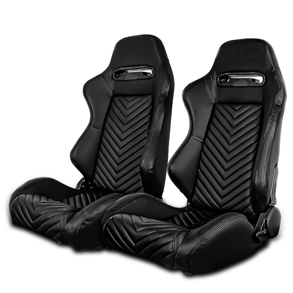 Modern Depo Universal Racing Seats Pair With Dual Sliders, Black Pu ...
