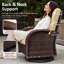 Ensemble de 3 fauteuils à bascule pivotants en résine tressée avec table d'appoint et coussin beige, ensemble de conversation moderne pour véranda, terrasse, balcon et jardin-1481442055
