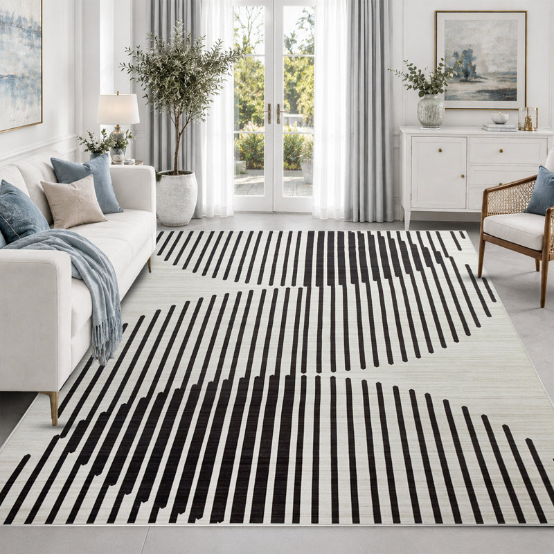 Modern Abstract Area Rug for Living Room, Bedroom, Dining Room, and Home Office – Soft Indoor Accent Rug