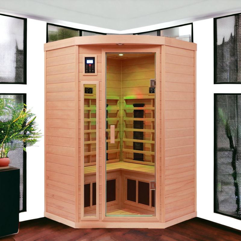Belfry Bathroom Haddington 2 - Person Bluetooth Compatible FAR Infrared Sauna with Remote Control in Hemlock