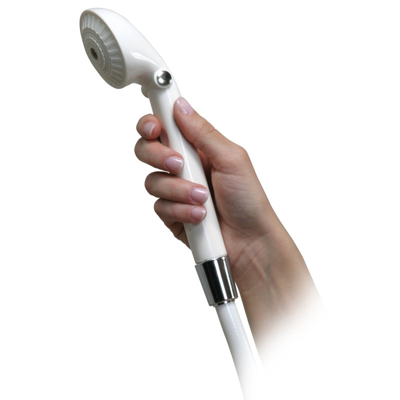 White Handheld Shower Head with Diverter Valve and 80" Hose