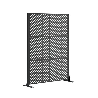Metal Privacy Screen For Outdoor Freestanding, 72" H X 46" W Decorative Metal Fence Panels With Stable Base, Portable Divider Screens For Patio, Deck, Balcony, Backyard, Garden