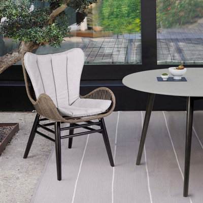 Chaise de patio pour l'extérieur en bois d'eucalyptus et corde de truffe