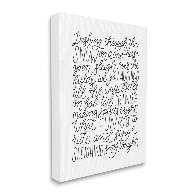 «Dashing Through the Snow Fun Casual Calligraphy Song» par Leah Bisch - Art textuel rectangulaire sur toile