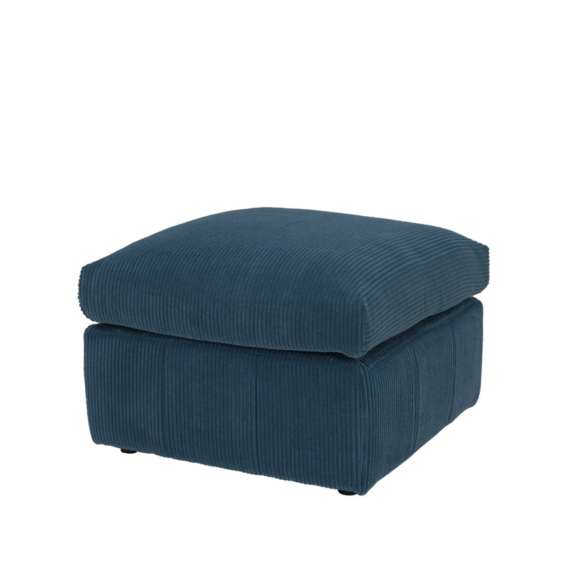 20.00×29.00×29.00 Inch Square Corduroy Ottoman, Multi-Purpose Use & Sturdy Frame, Corduroy Upholstered Footrest For Living Room Bedroom Dark Blue