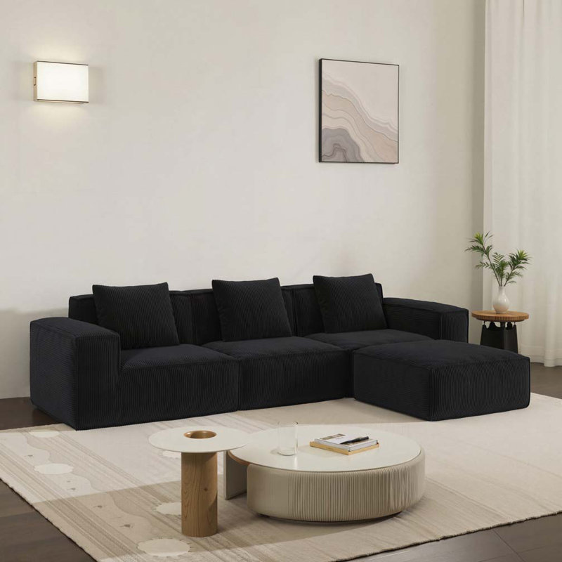Canapé convertible 3 places, H 28,39 po x l 118 po x P 39,4 po, 3, Noir