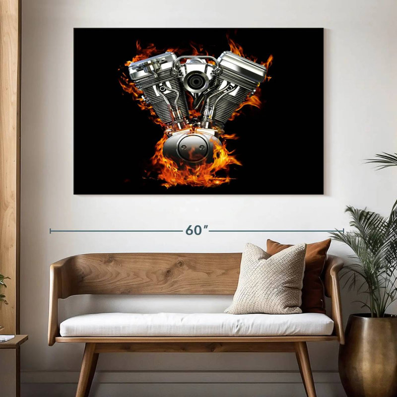 Mehar Blazing Motorcycle Engine, 34" H x 51" W