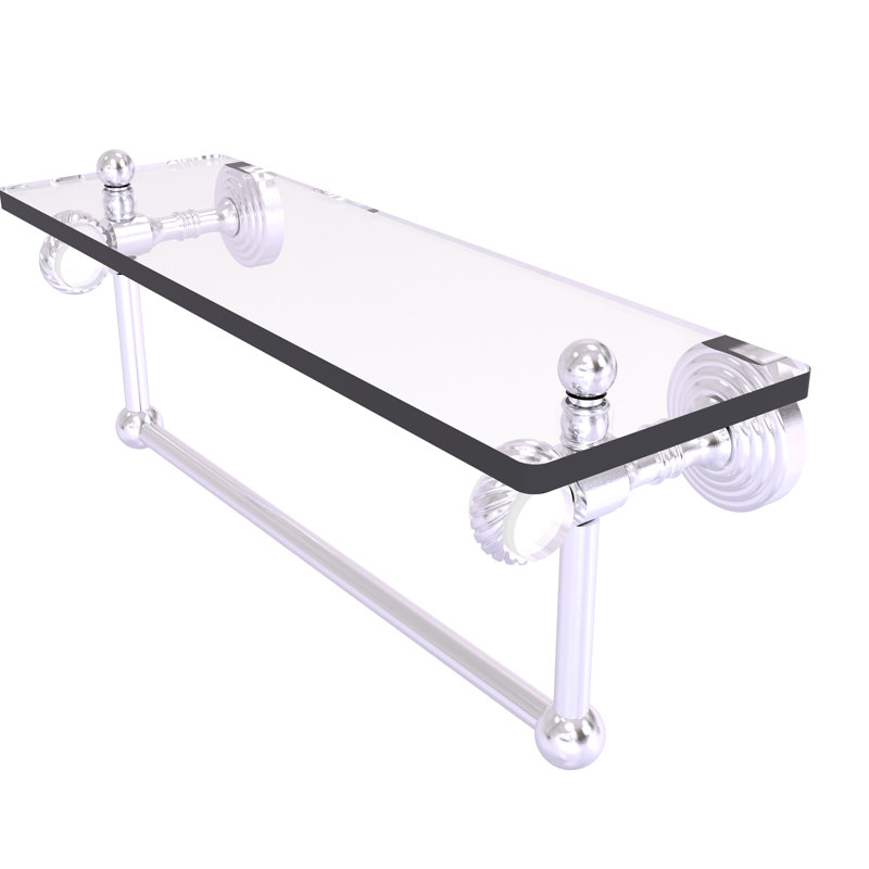 Étagère murale en verre Jarrell, Chrome satiné, H 5,12 po x l 16 po x P 6,4 po