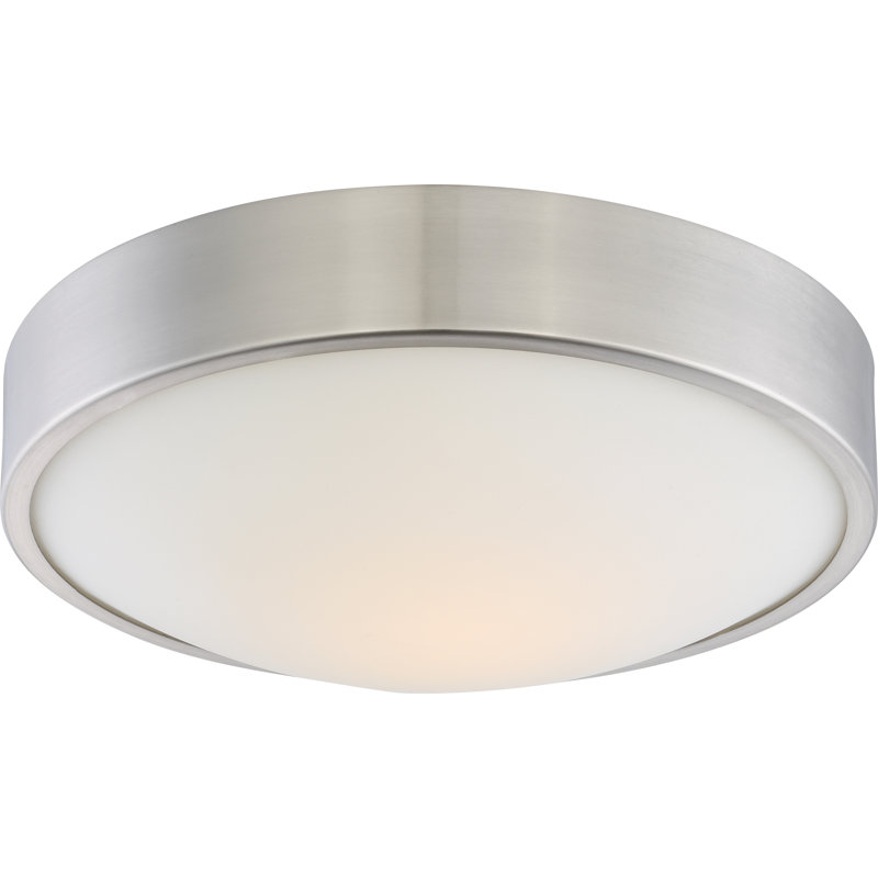 Melker Glass LED Flush Mount, Brushed Nickel, 4" H x 13" W x 13" D