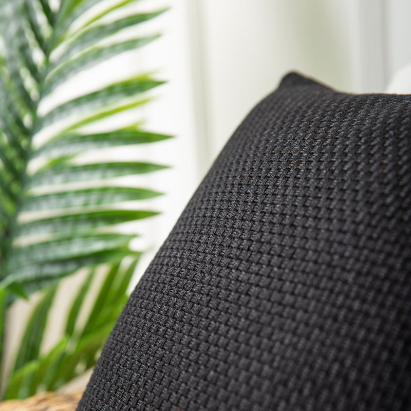 Black Woven Textured Checker Plaid Throw Pillow Set, 18" x 18"