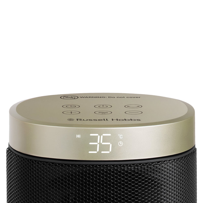 Russell Hobbs Rhcth2001 2kw Oscillating Ceramic Heater W/digital Display, Black/Gold