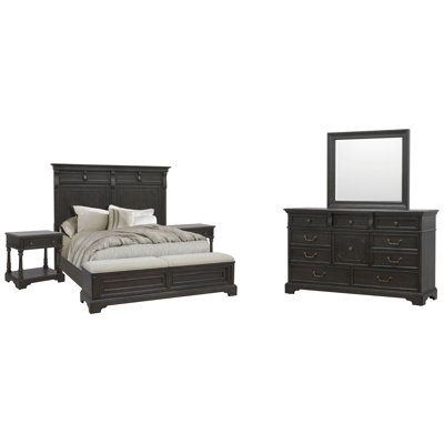 Très grand lit de rangement Bolky avec commode 2 tiroirs et miroir