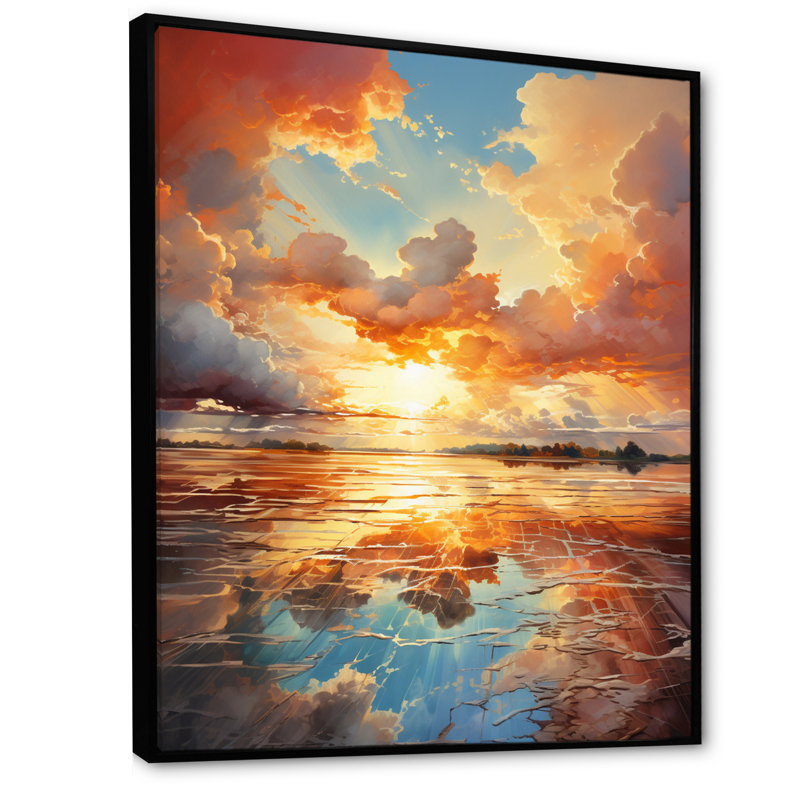 «Clouds Coastal Horizons V», reproduction sur toile, H 32 po x l 16 po x P 1 po, Cadre flottant noir