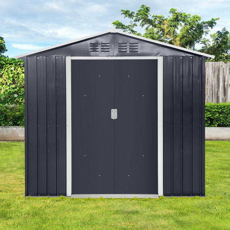 Metal garden sheds outdoor storage sheds, 76.7" H x 84" W x 50.8" D
