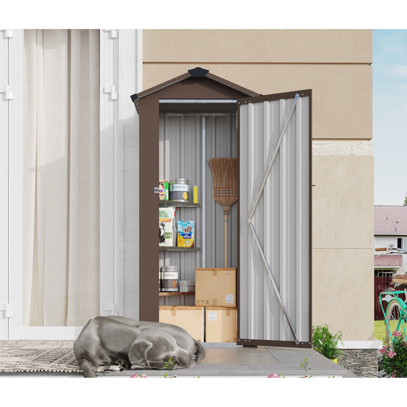 High - Quality Metal Outdoor Storage With Waterproof Function, Lock, And Protection, Brown, Ideal For Workplaces Galvanized Iron Cabinet, Waterproof, Robust Easy To Assemble, Camp Yard,