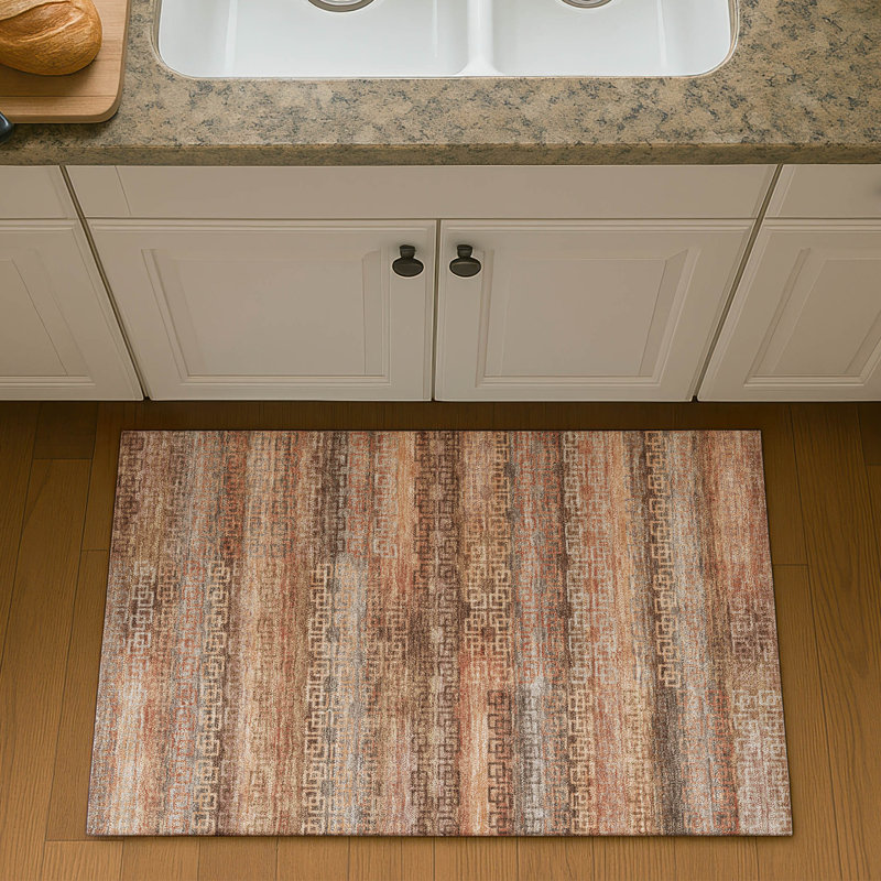 Tapis rayé de qualité supérieure Mayfield, Cuivre, 1 pi 8 po x 2 pi 6 po