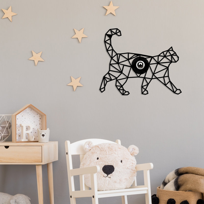 Modern Black Wall Lamp, MDF Body with Metal Cap, 14.6 x 4.7 x 18.1 inches | E27 Socket (Max 40W) | IP20 Rated, Pluggable & Cable Connectable | Stylish Lighting for Kids, Nature-Inspired Decor