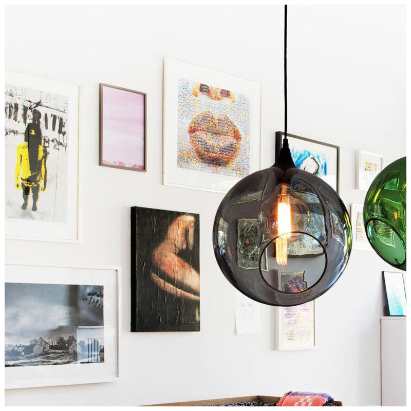 1 - Light Sphere Pendant, Grey, 19cm H x 19cm W x 19cm D