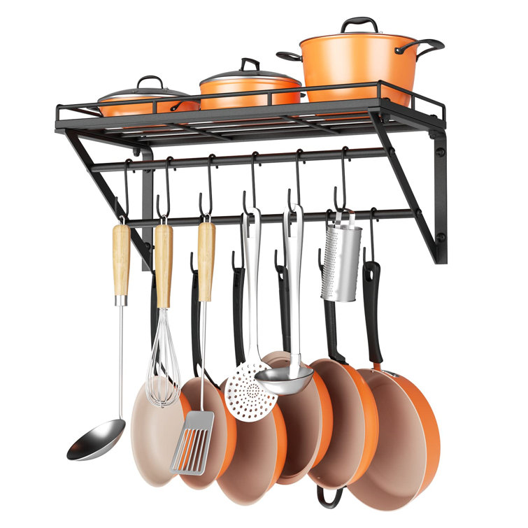 Prep & Savour Metal Wall Mounted Pot Rack