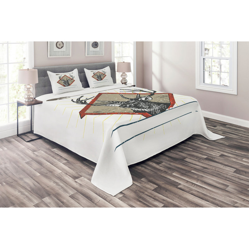 Rustic Polyester Coverlet, King Bedspread + 2 Shams