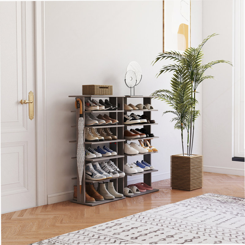 Versatile 7 Tier Shoe Storage Organizer With Hooks, Ideal For Entryway, Closet Or Mudroom, Easy To Assemble And Save Space