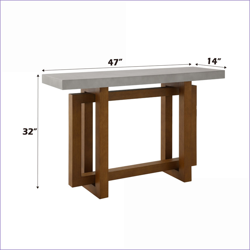 Table basse moderne en faux béton avec base en noyer - Légère et amp; Stable pour le salon