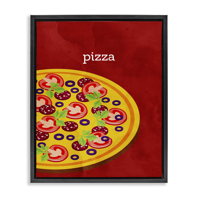 Cadre flottant Tasty Savory Pizza, design par Kim Allen, H 21 po x l 17 po, Cadre flottant noir de jais