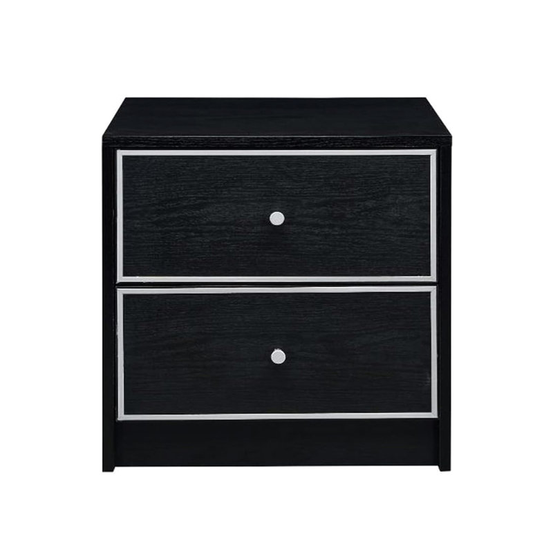 2 tables de chevet 2 tiroirs de rangement noir et argent