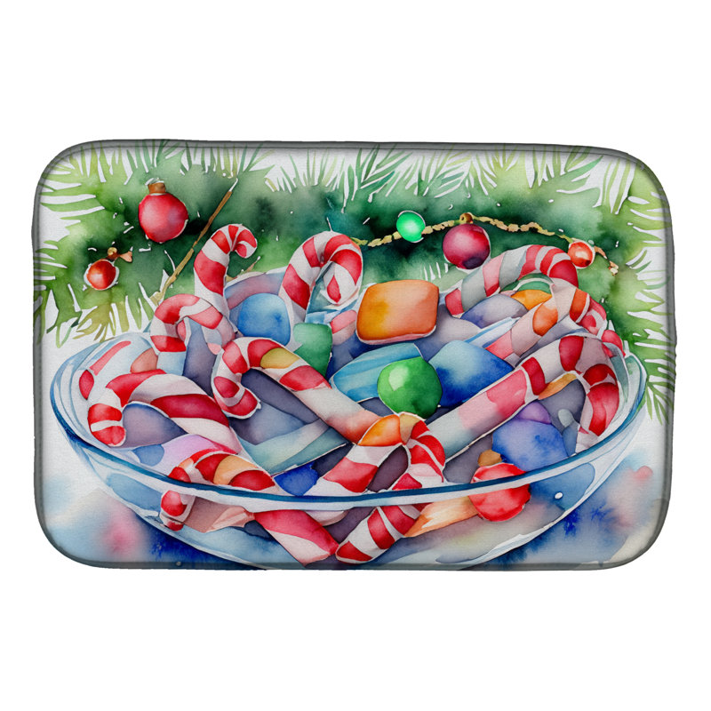 Christmas Candy Canes Dish Drying Mat