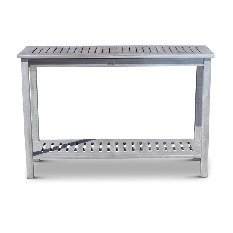 Console d'eucalyptus gris argenté - Mobilier d'extérieur avec table à 2 tablettes, polyvalente pour une utilisation et une décoration