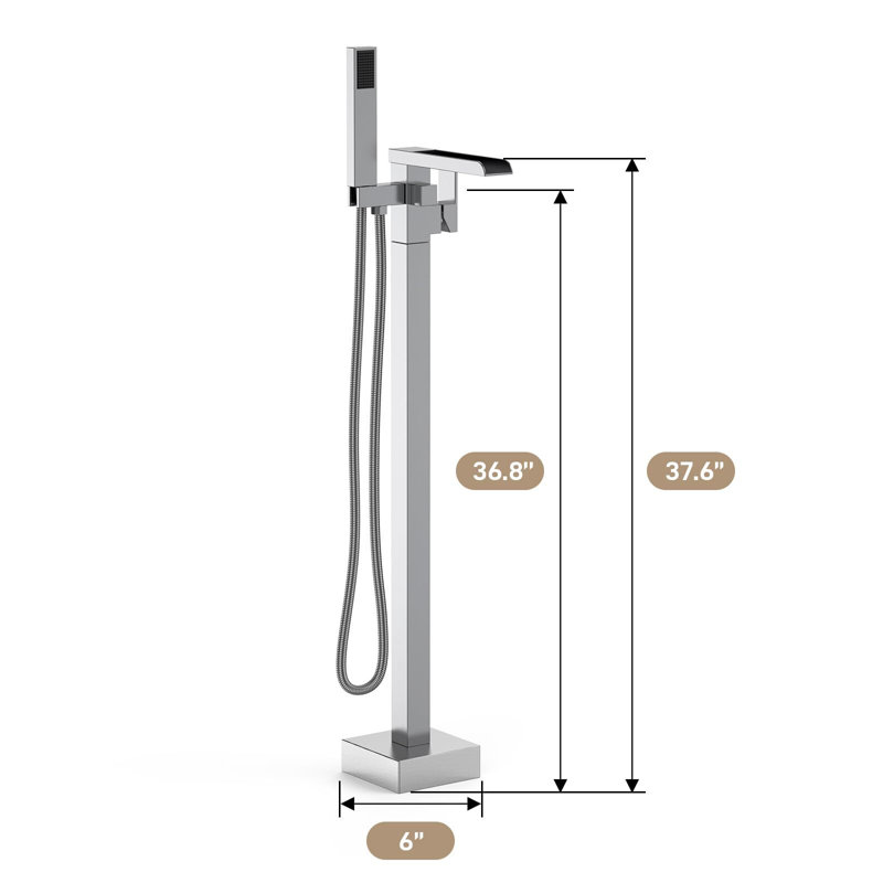 Freestanding Bathtub Faucet, Floor-Mount Tub Filler, Chrome