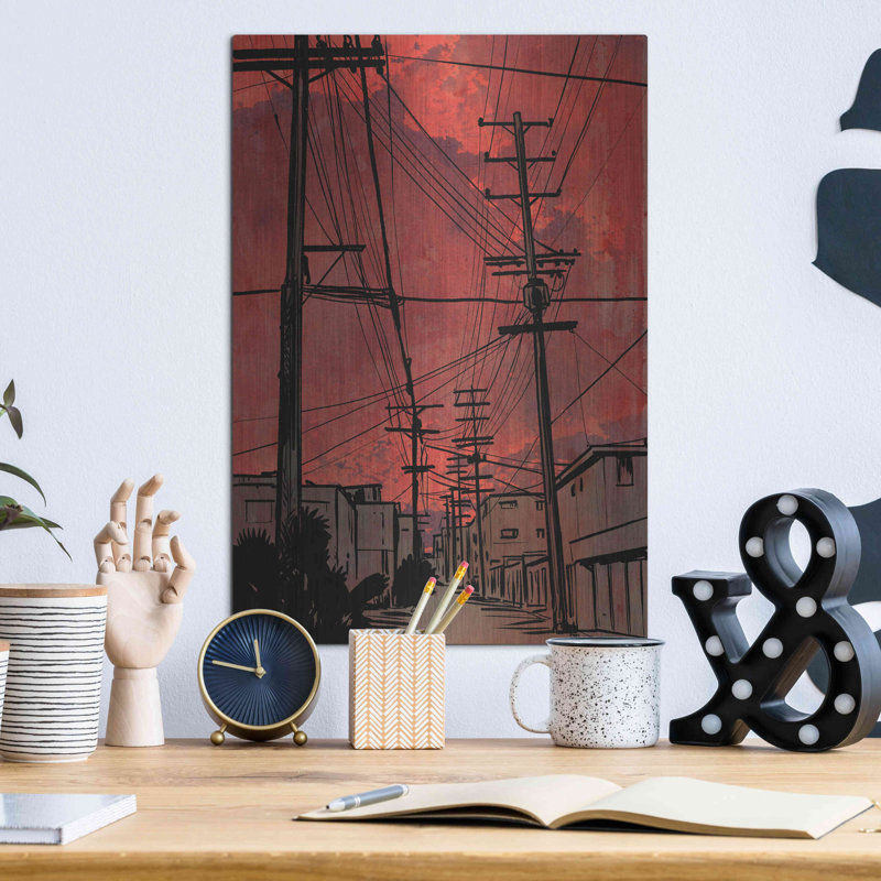 «Wires 3» par Giuseppe Cristiano - peinture sur métal sans cadre, H 16 po x l 12 po x P 0,13 po