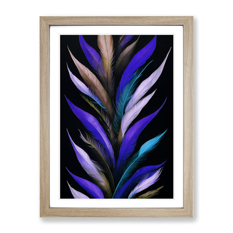 Special Feathers - Single Picture Frame Painting, 34cm H x 25cm W x 2cm D, Oak Framed