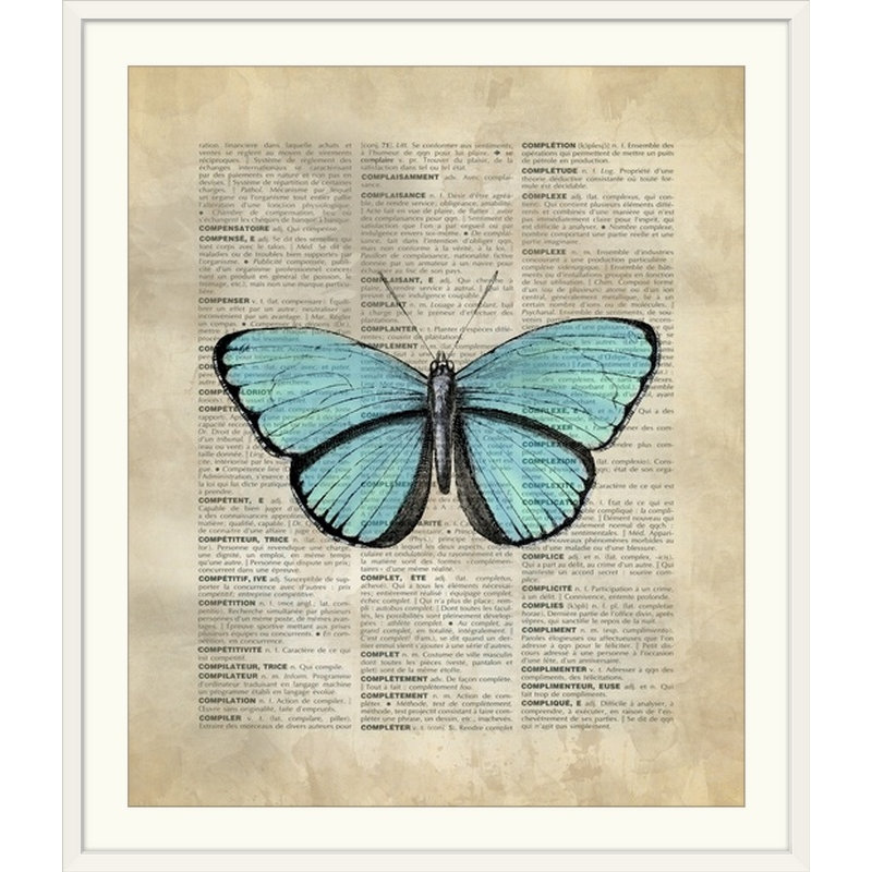 « rétro dictionary, papillon des kate lillyson », impression, H 32 po x l 27 po x P 1 po, Cadre blanc