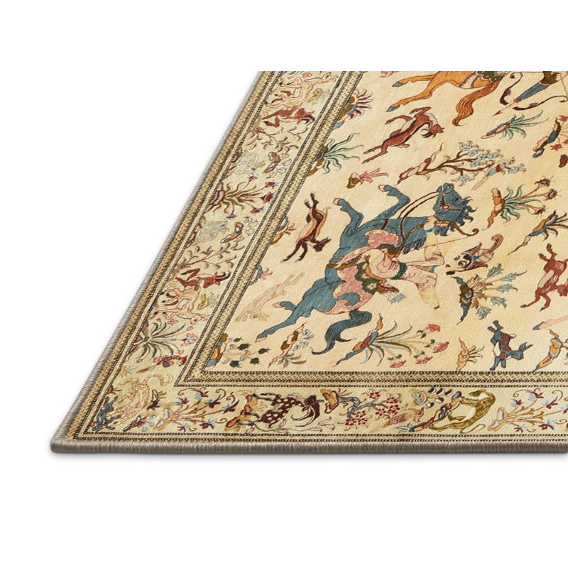 Tapis décoratif oriental Ivoire Elyssa, Rectangle 5 pi x 7 pi