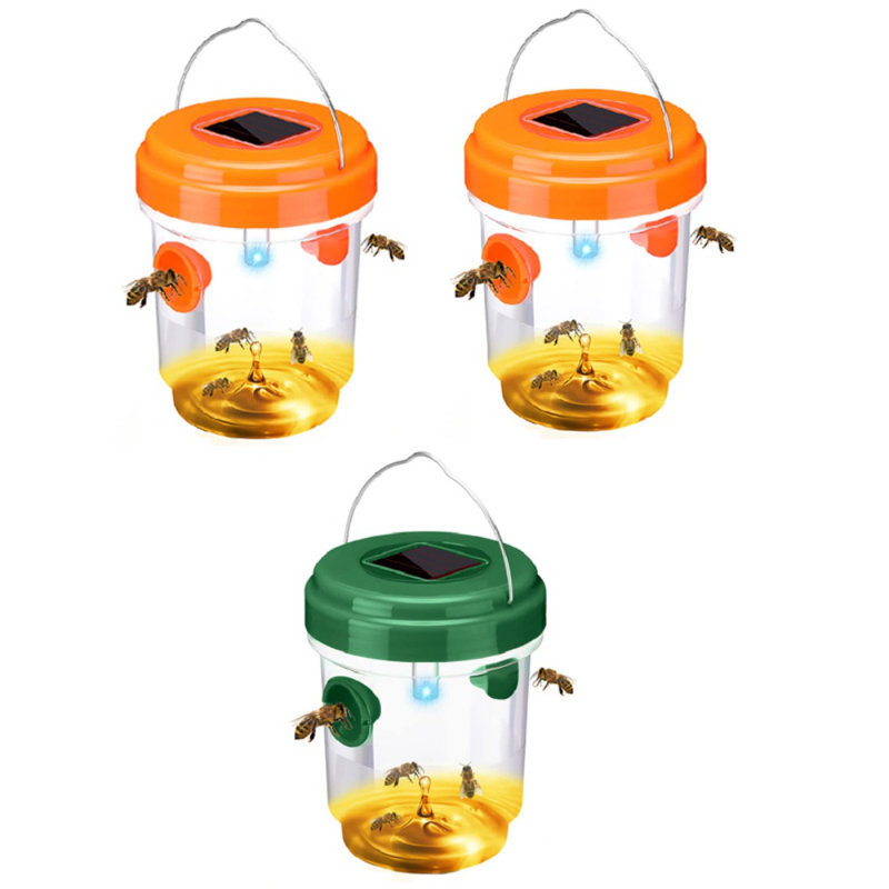 3 pièges à guêpes pour l'extérieur Tue-guêpes suspendus à abeilles réutilisables pour l'intérieur et l'extérieur, 2 jaunes et 1 vert (motif à losanges)