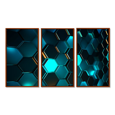 Hexagone turquoise - ensemble de salon géométrique